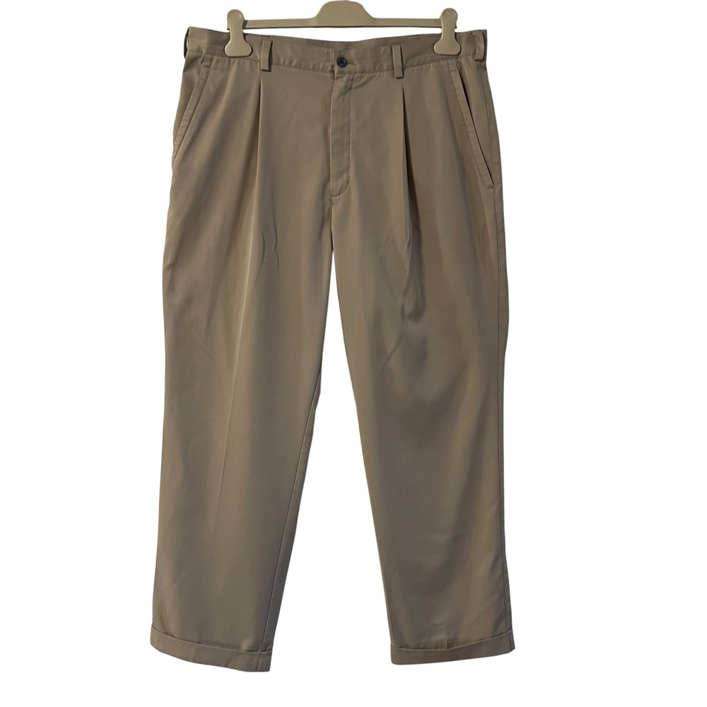 Nike Golf Fit Dry Mens Khaki Tan Pleated Cuffed Pants 38x32 198586-261